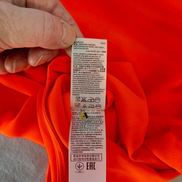 Banana Republic Wrap Top Woman's Petite XS Neon Sunset Center Snap Ruched - Picture 10 of 10